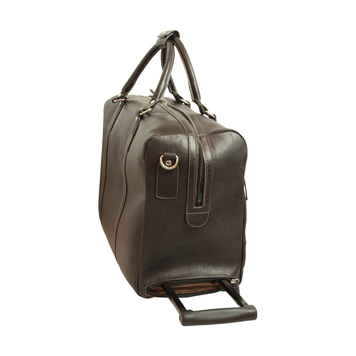 Oiled Calfskin leather duffel bag - Dark Brown-1