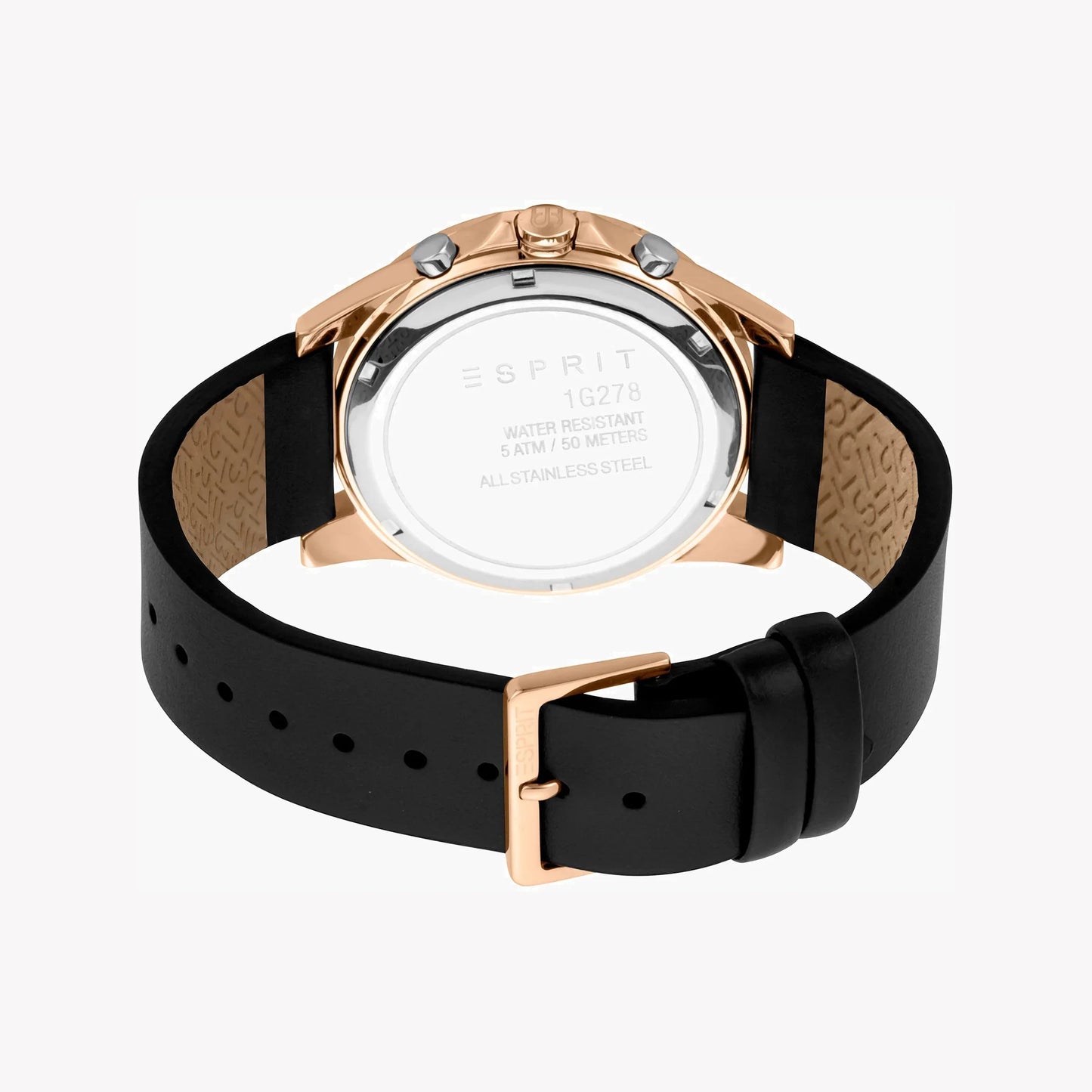 Esprit Men's Black Leather Watch, Black Dial | ES1G066M0025-2