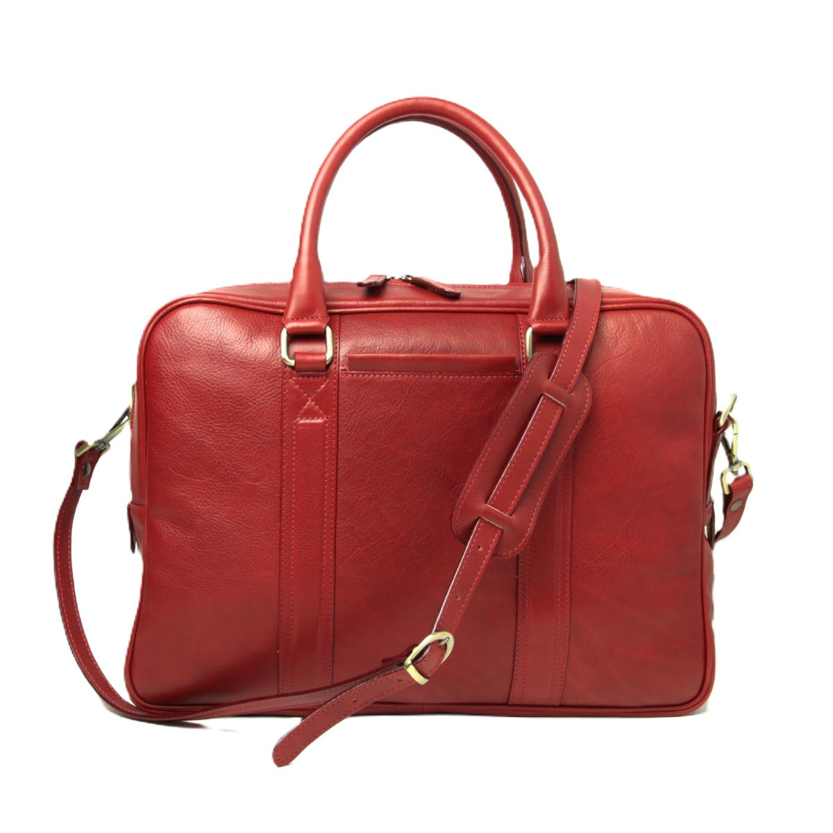 Soft calfskin leather briefcase - red-0