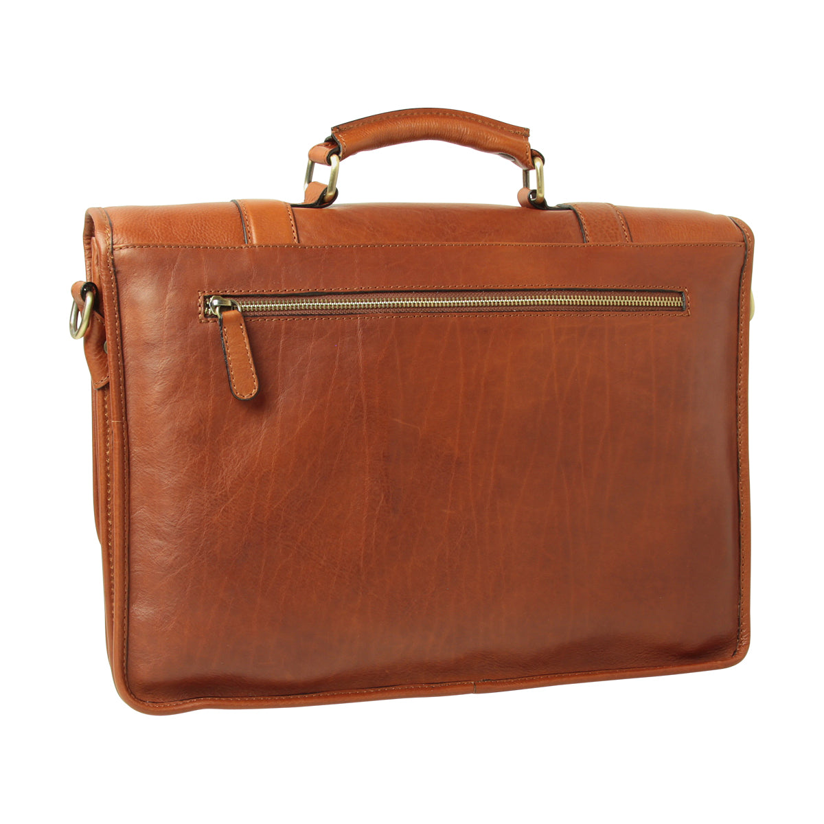 Calfskin Leather Briefcase-Teak-1