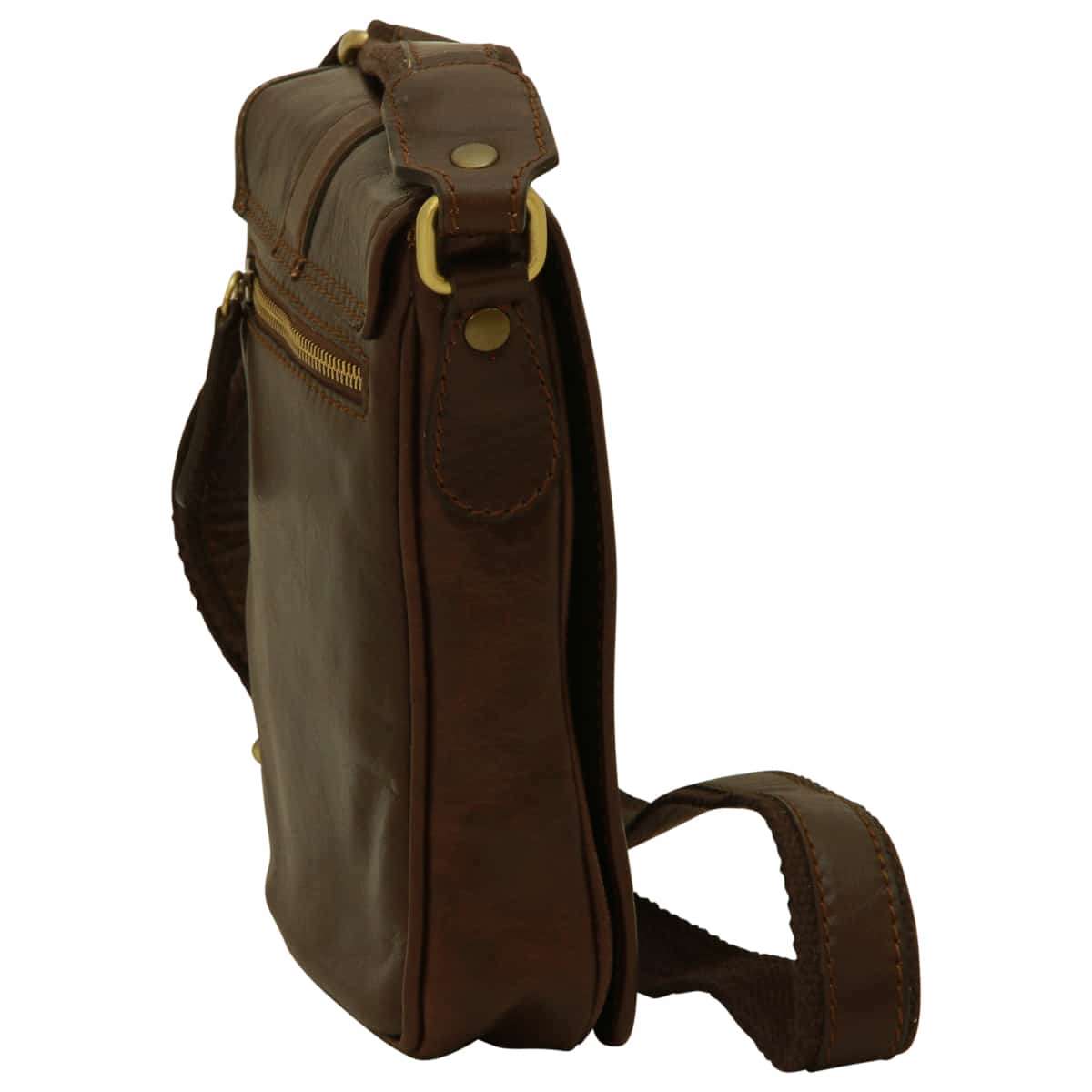 Soft Calfskin Leather Satchel Bag - Dark Brown-1