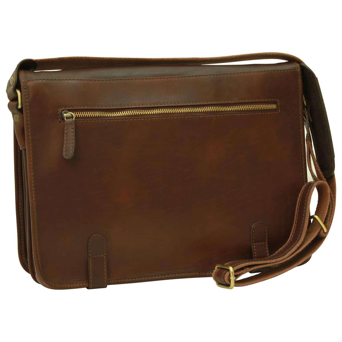 Calfskin Nappa Messenger Bag - Dark Brown-1