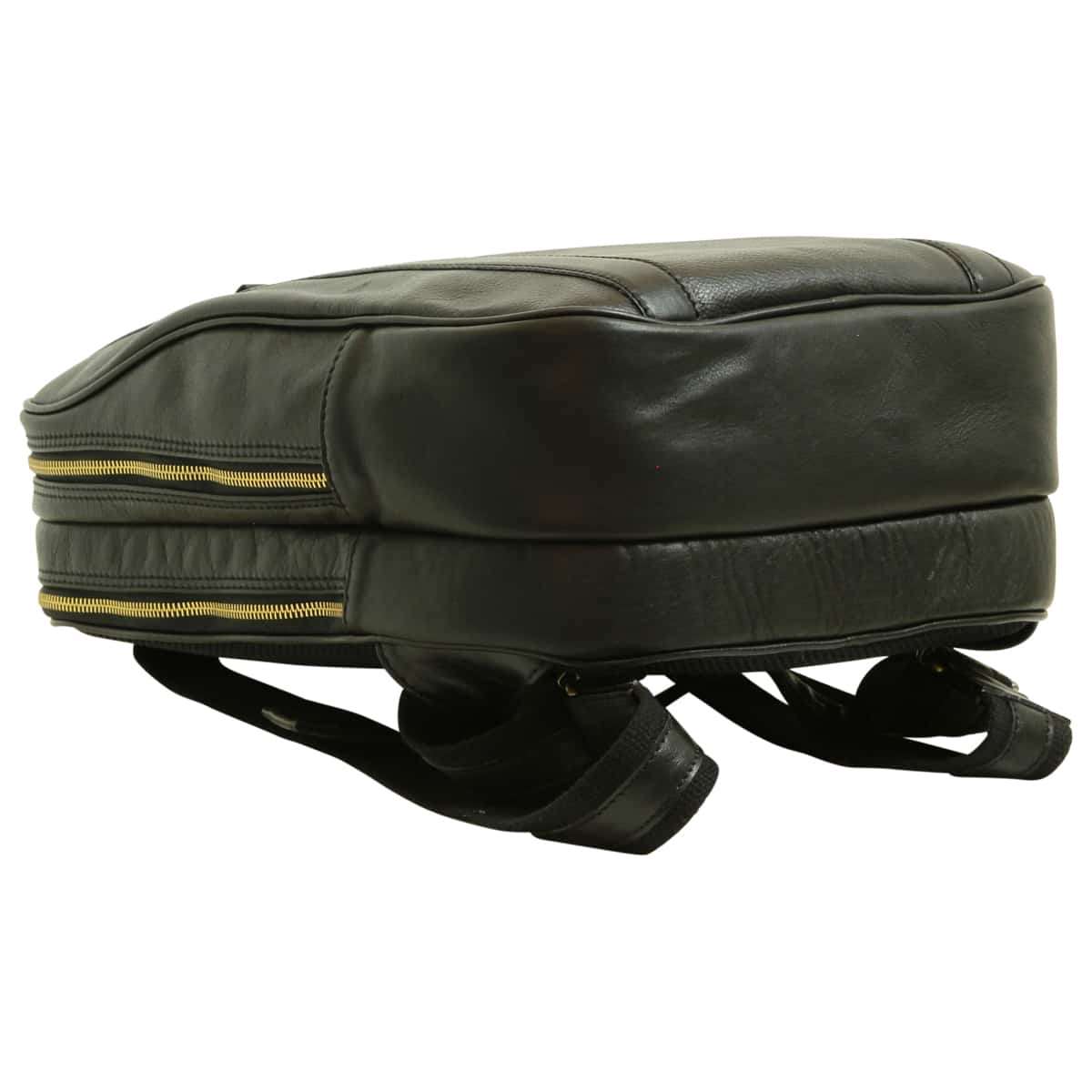 Soft Calfskin Leather Laptop Backpack - Black-1