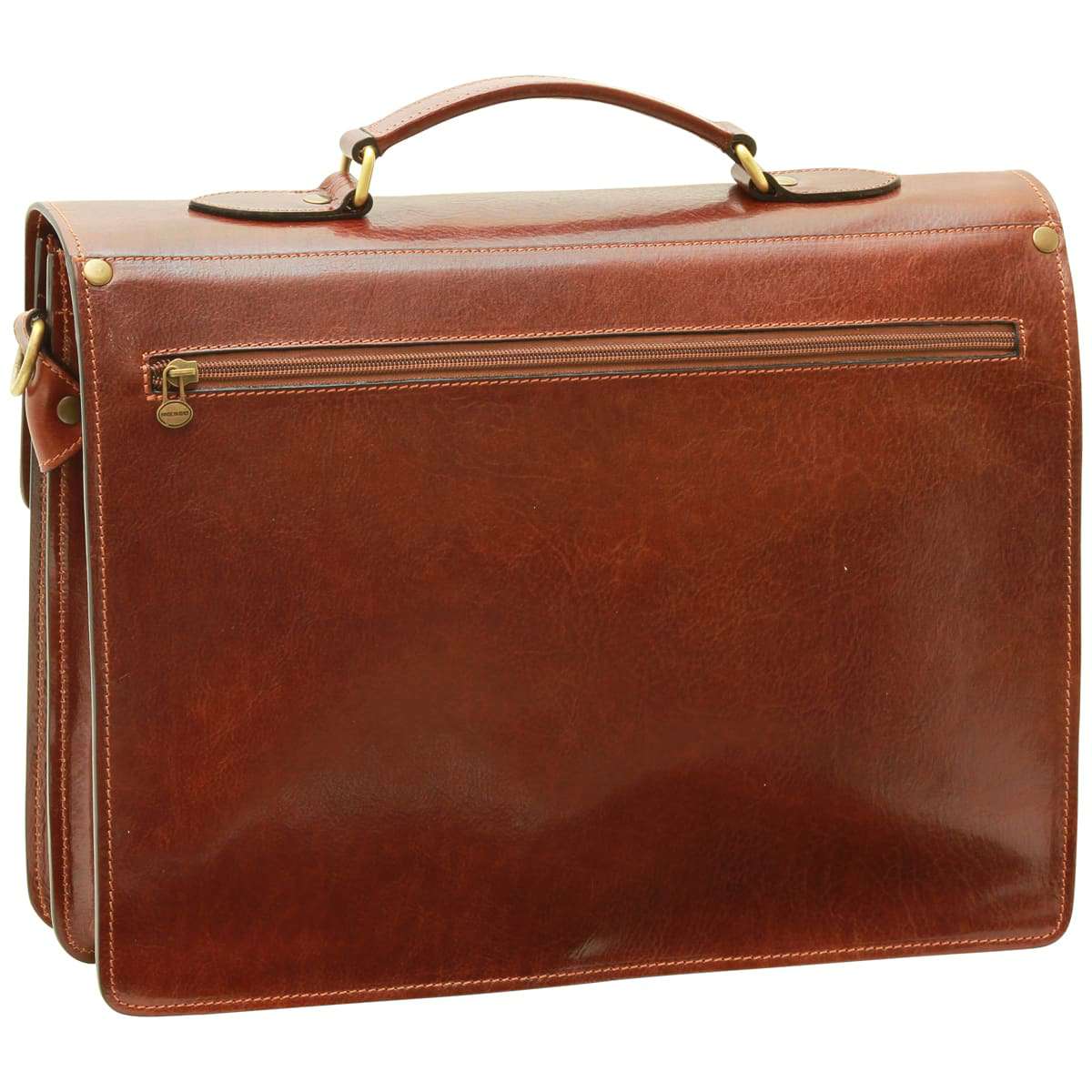Leather Laptop Briefcase - Brown-1