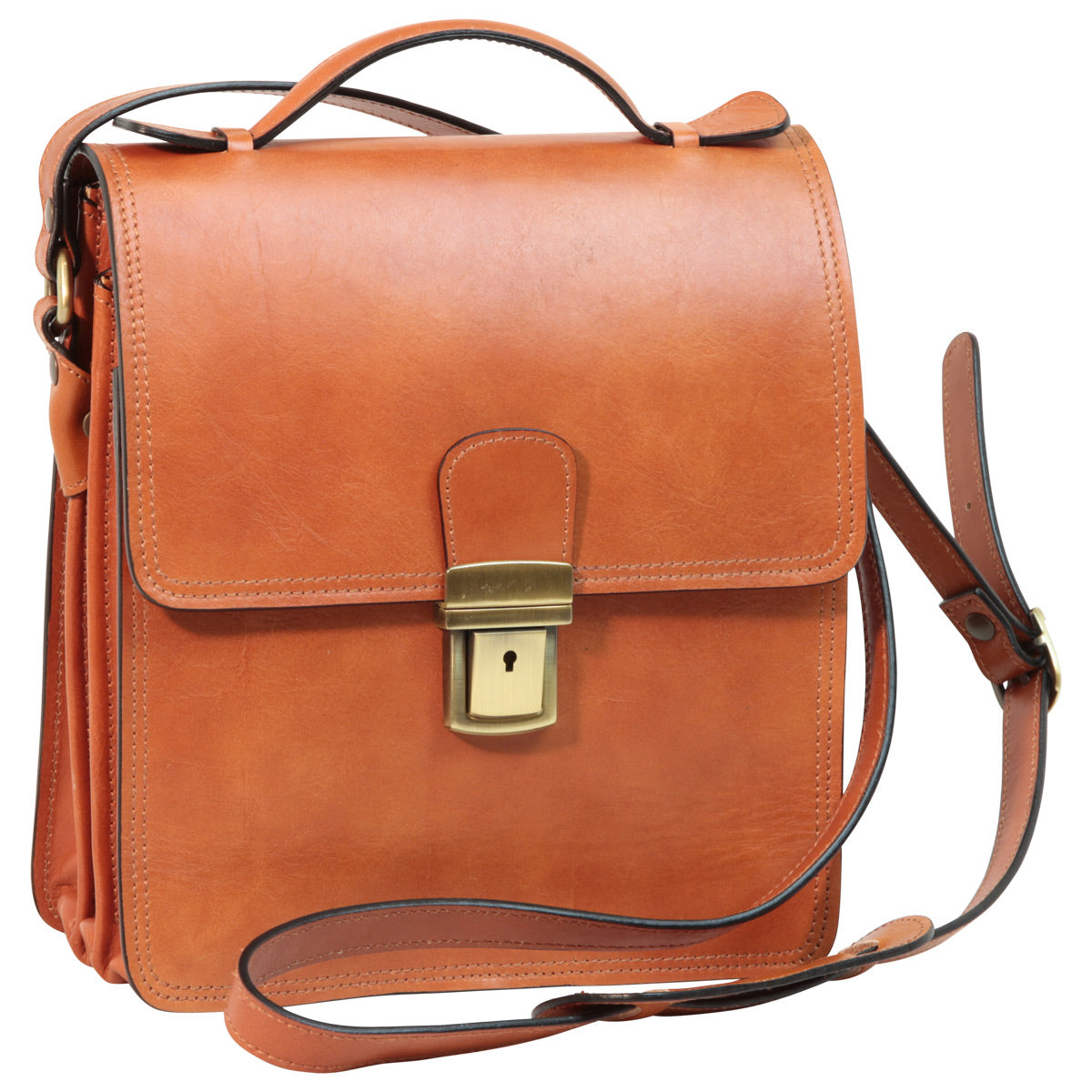 Leather Cross Body Satchel Bag - Brown Colonial-1