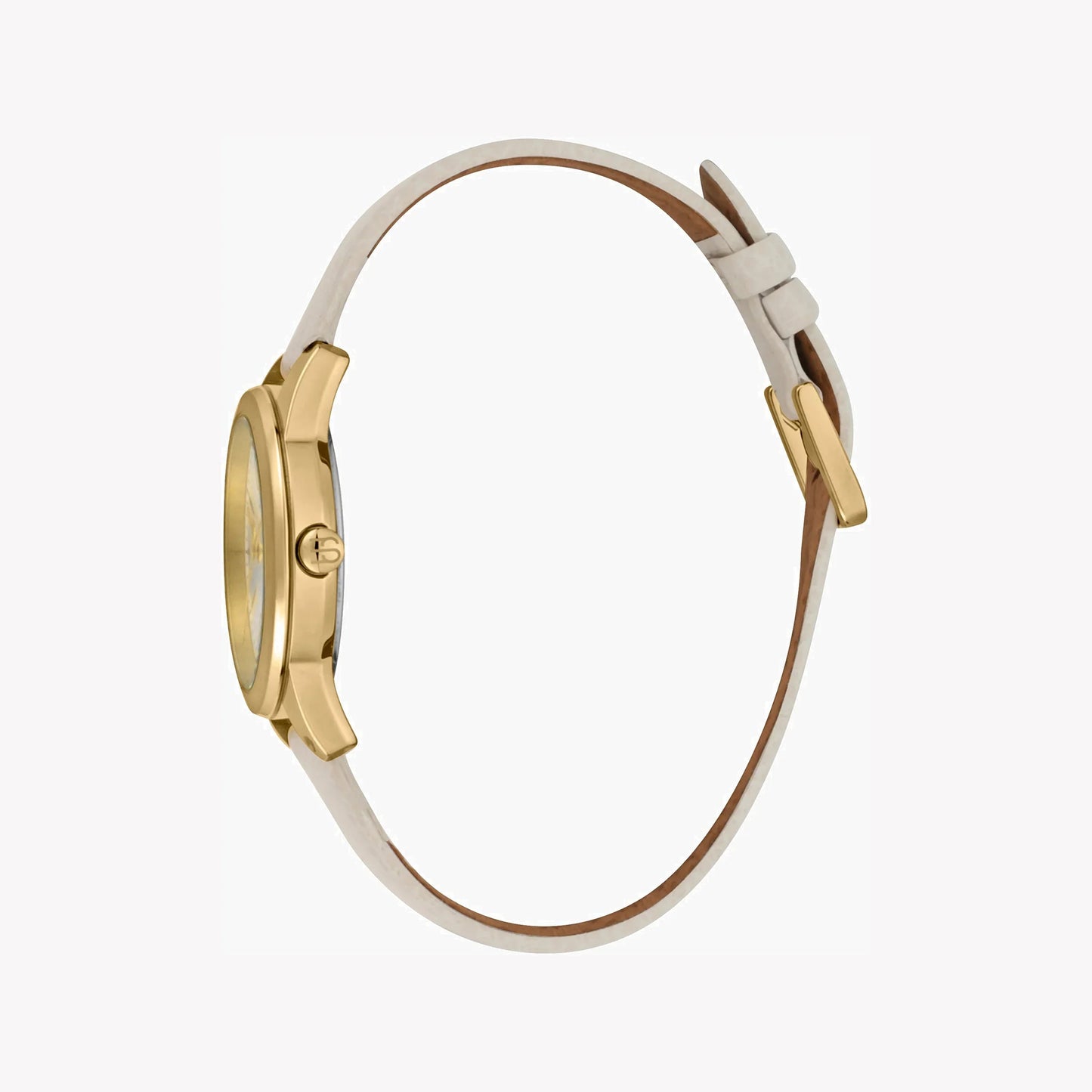 Esprit Women's Beige Leather Watch, Silver Dial | ES1L164M0055-1