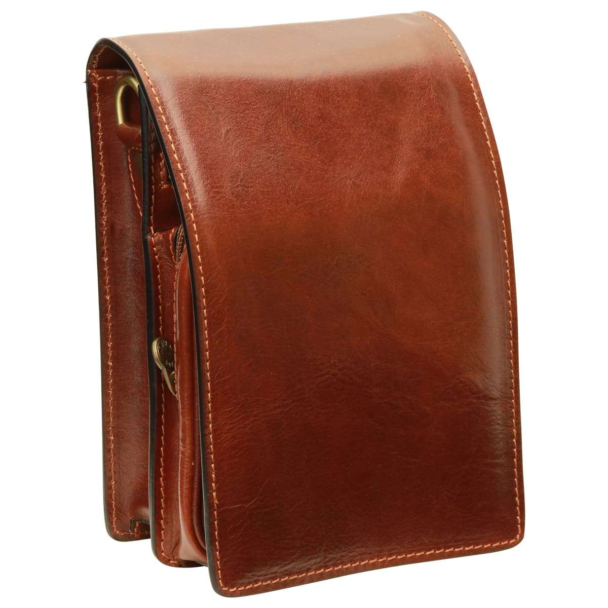 Leather Shoulder Bag- Brown-0