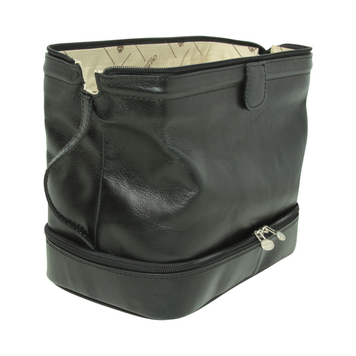 Leather Washbag - black-1