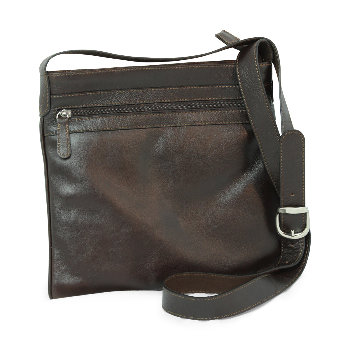 Leather cross body bag - dark brown-0