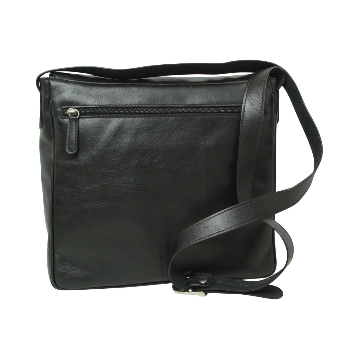 Full grain leather messenger - black-1