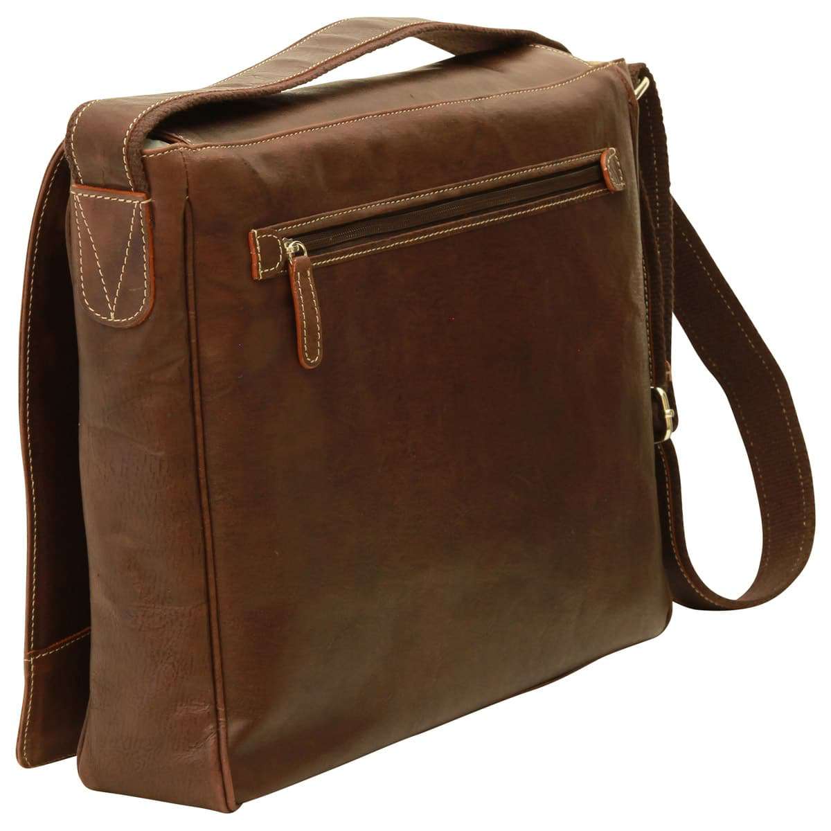 Oiled Calfskin Leather Messenger Bag - Chestnut-1