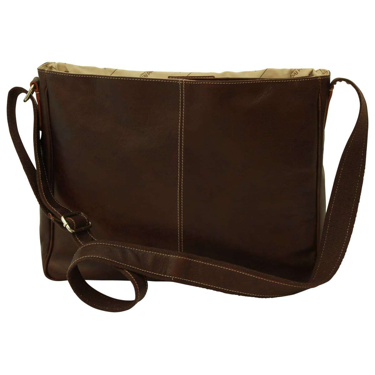 Oiled Calfskin leather messenger bag - Dark Brown-1