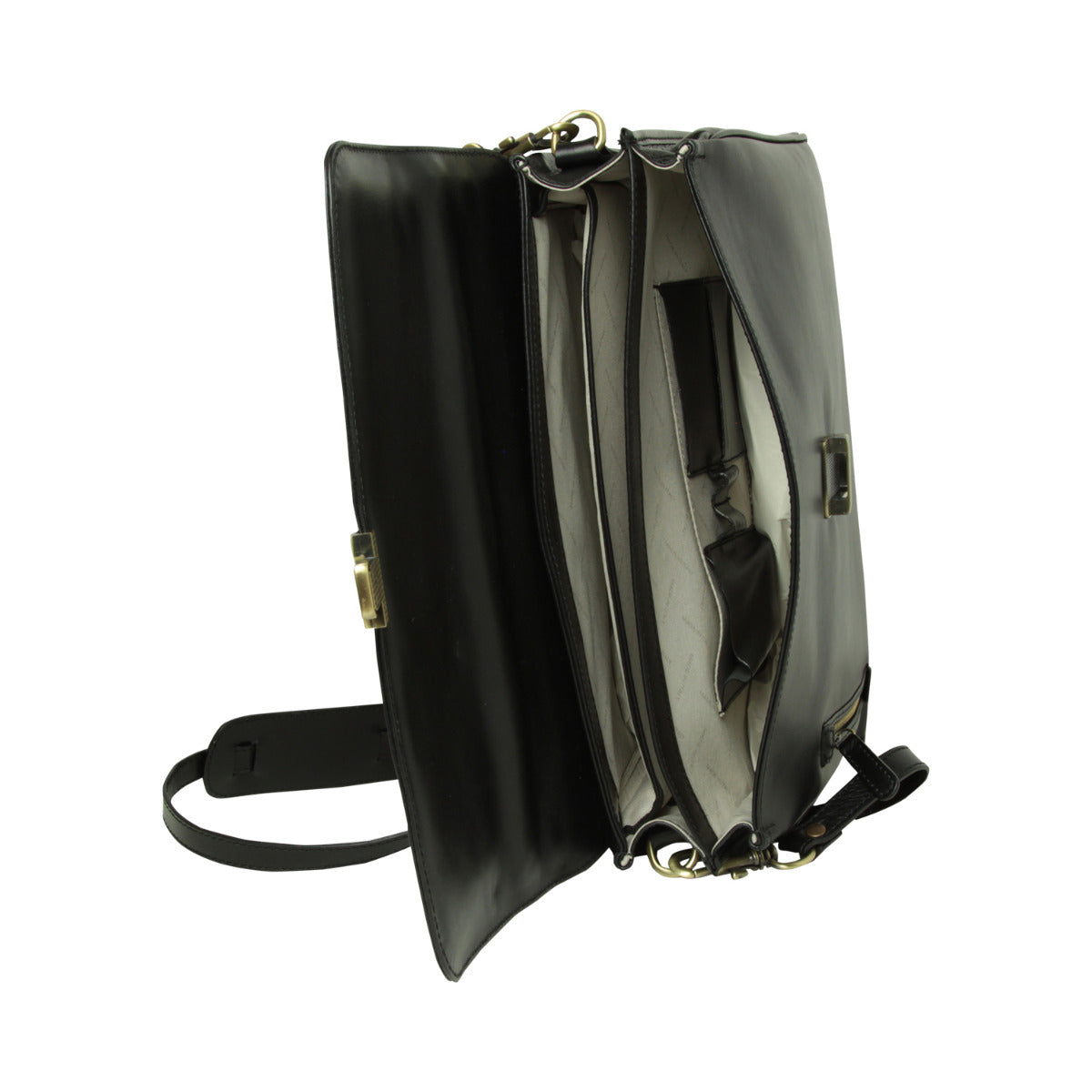 Full grain leather briefcase - black-1