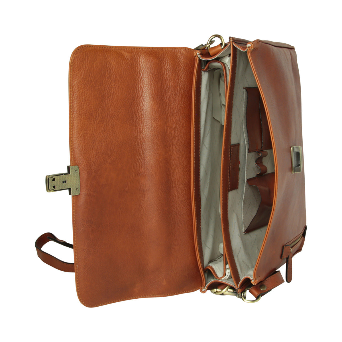 Full grain leather briefcase - teak-1