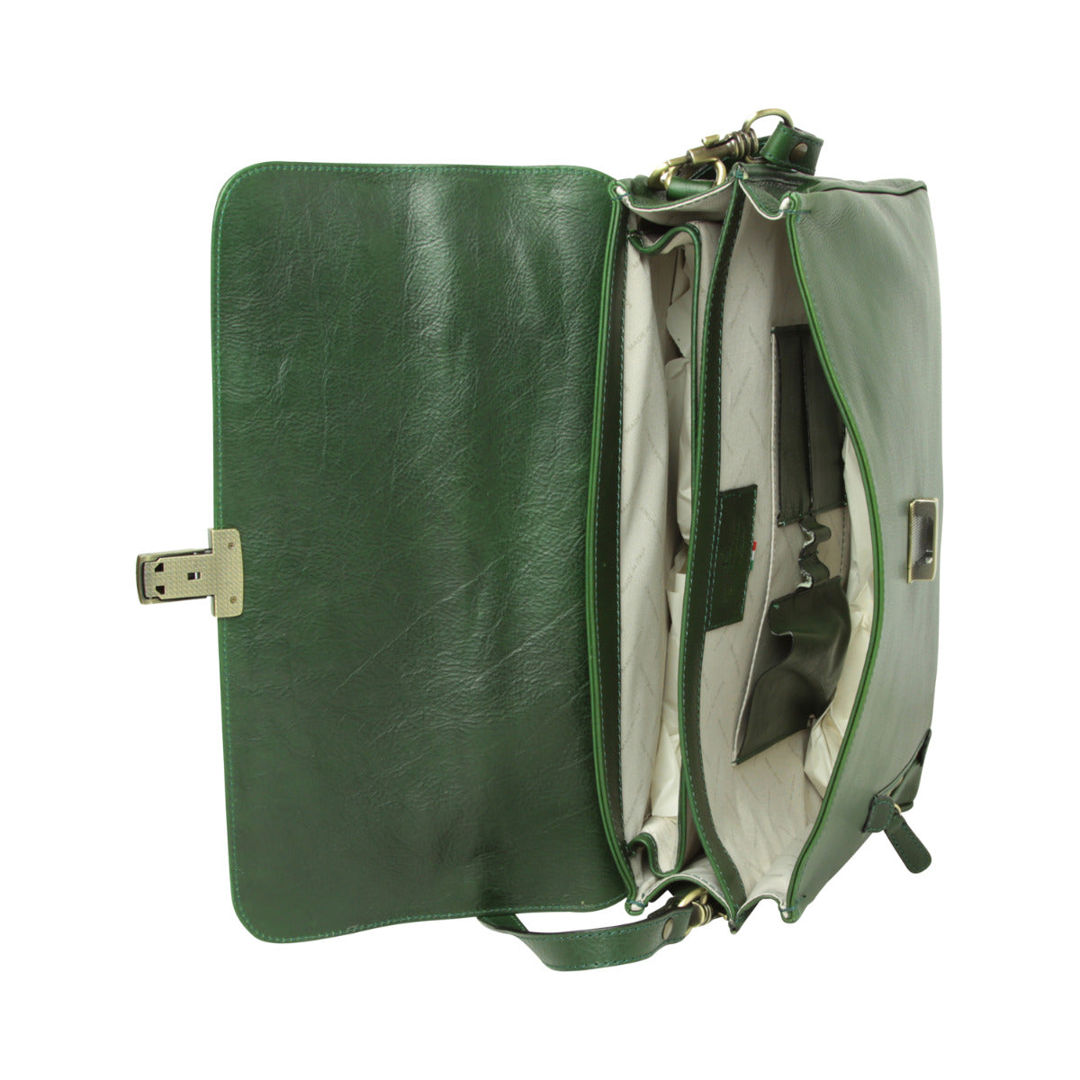 Full grain leather briefcase - green-1