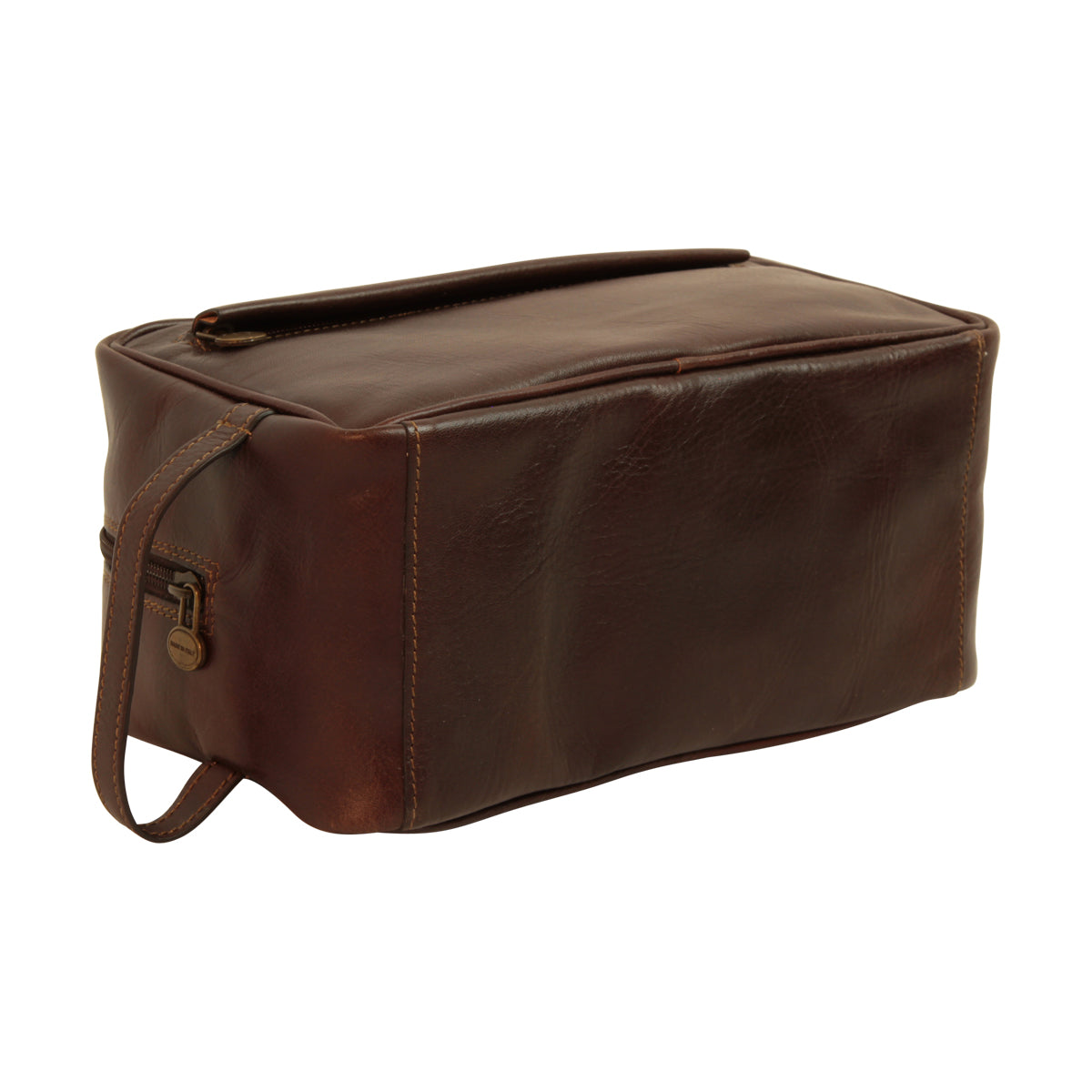 Full-grain calfskin leather beauty case - Dark brown- 078989TM-1