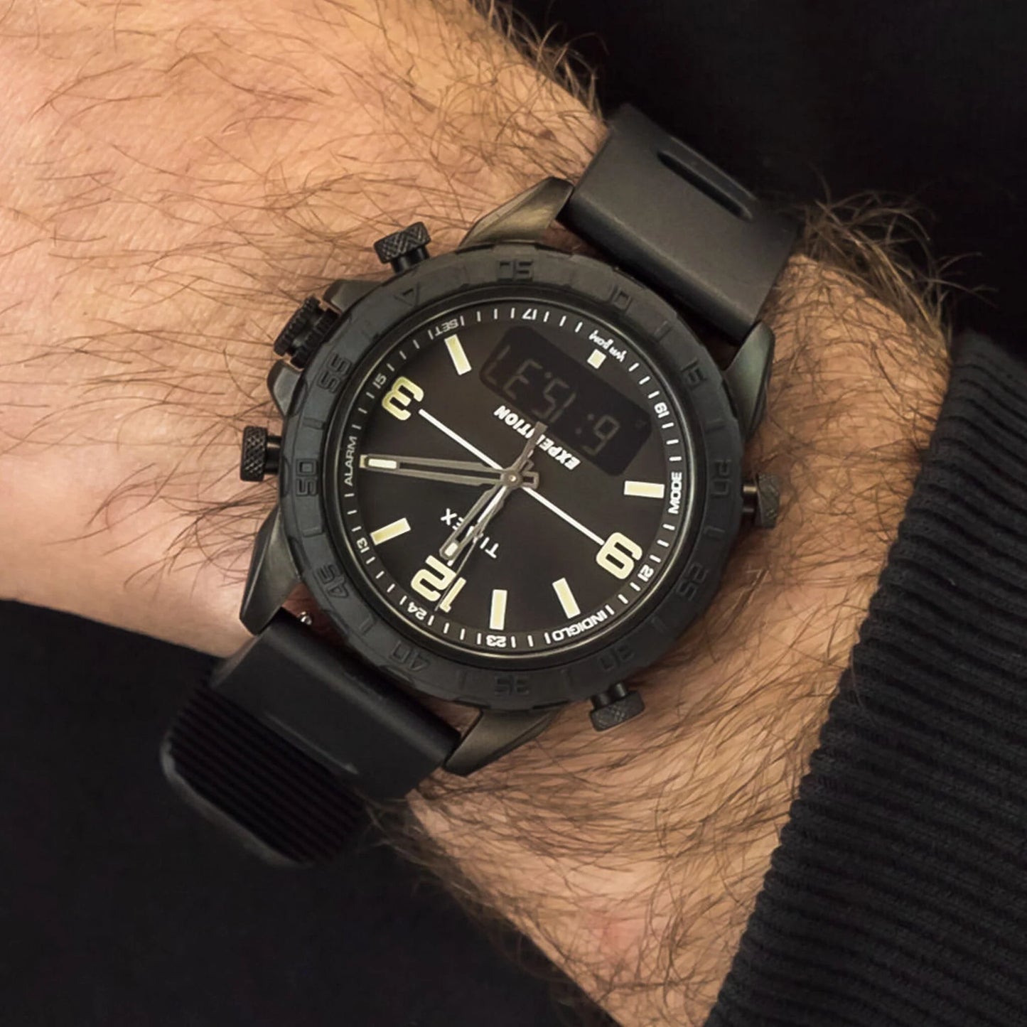 Timex Men's Black Silicone Watch, Brass Case | TW4B17000-4