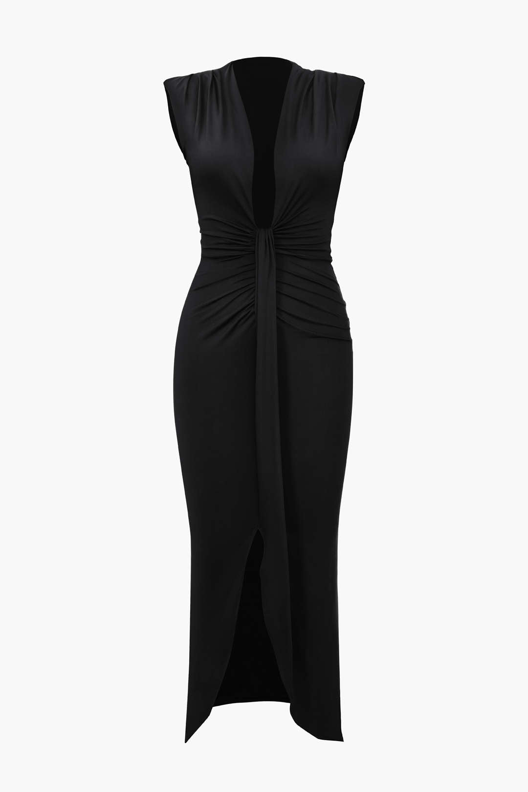 Deep V-neck sleeveless midi dress-6