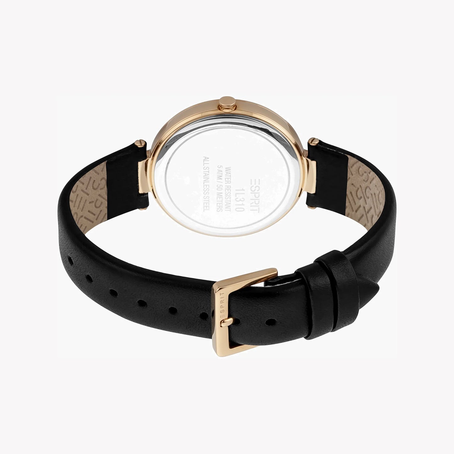 Esprit Women's Black Leather Watch, Silver Dial | ES1L162M0015-2