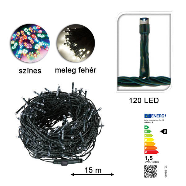 LED light string in selectable size and color - 120 LEDs - warm white-1