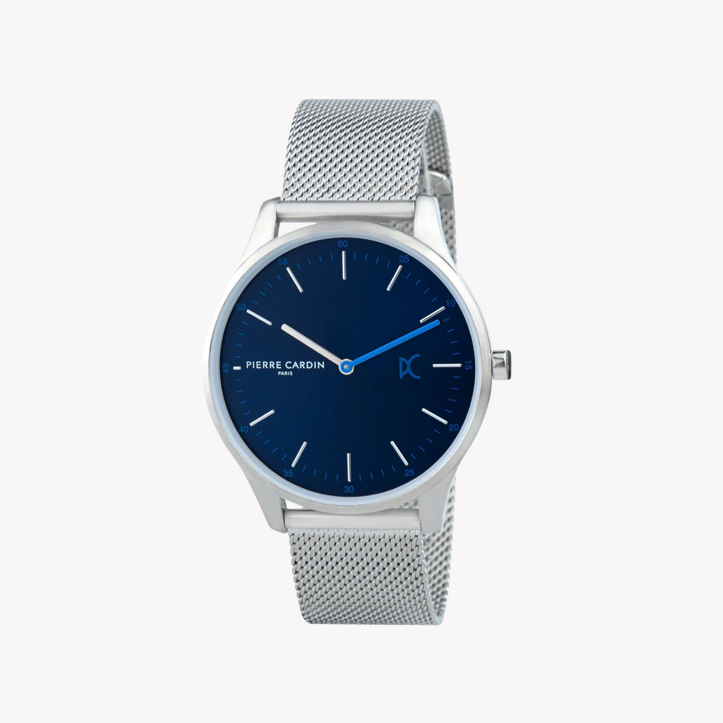 Pierre Cardin Men's Silver Stainless Steel Watch, Blue Dial | CBA.4004-0