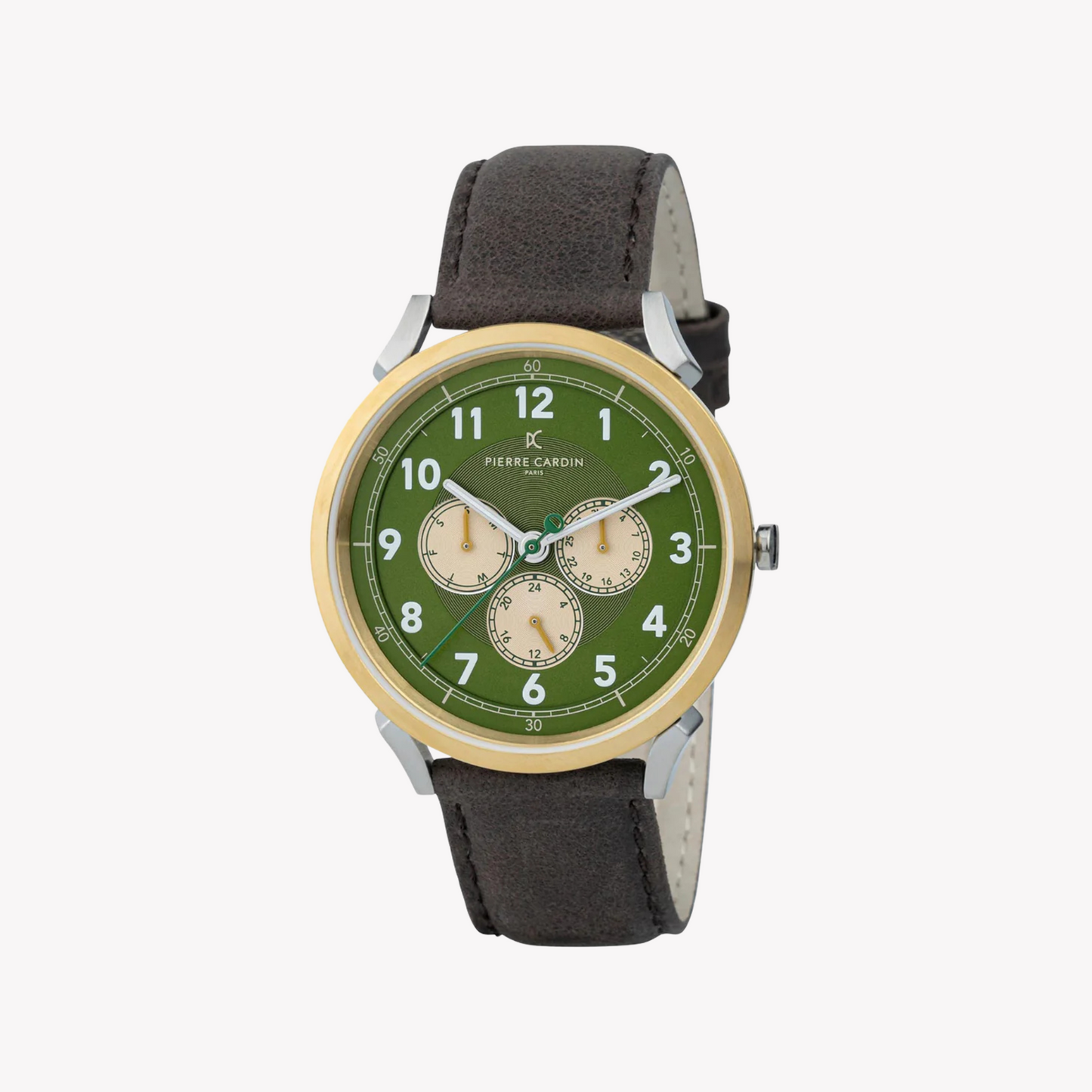 Pierre Cardin Men's Brown Leather Watch, Green Dial | CPI.2071-0