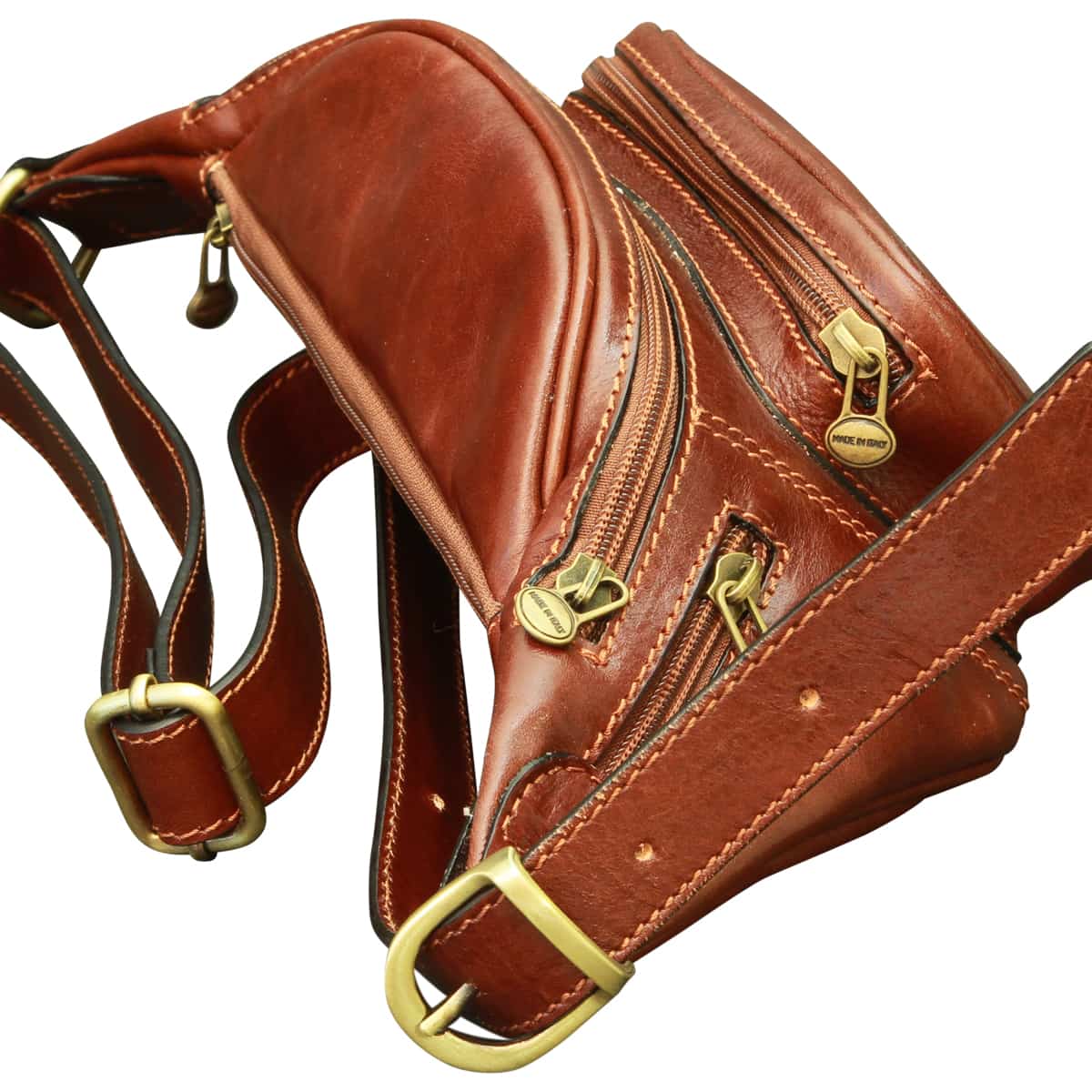 Leather Fanny Pack - Brown-1