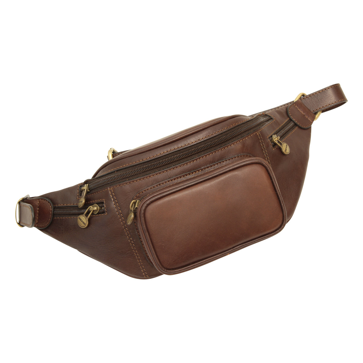 Leather belt pack - Dark brown-1
