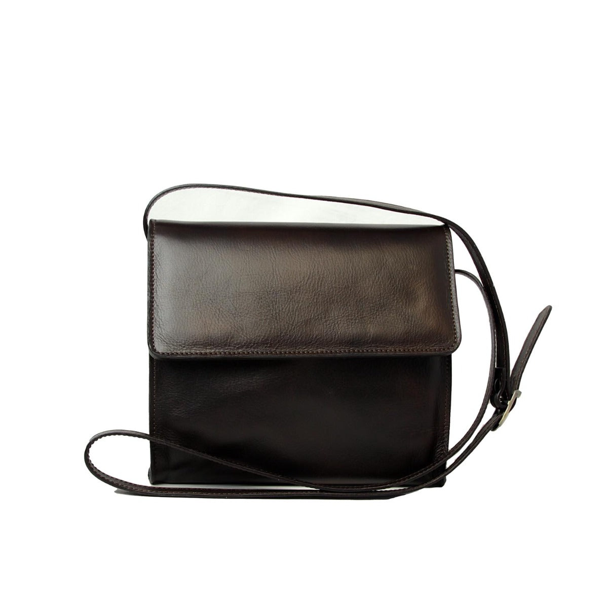 Calfskin shoulder bag-Dark brown-0
