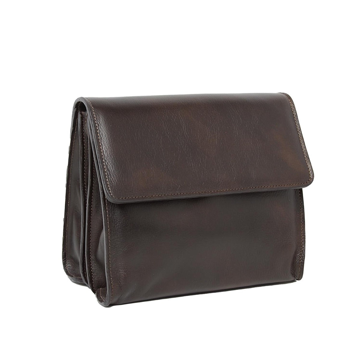 Calfskin shoulder bag-Dark brown-1