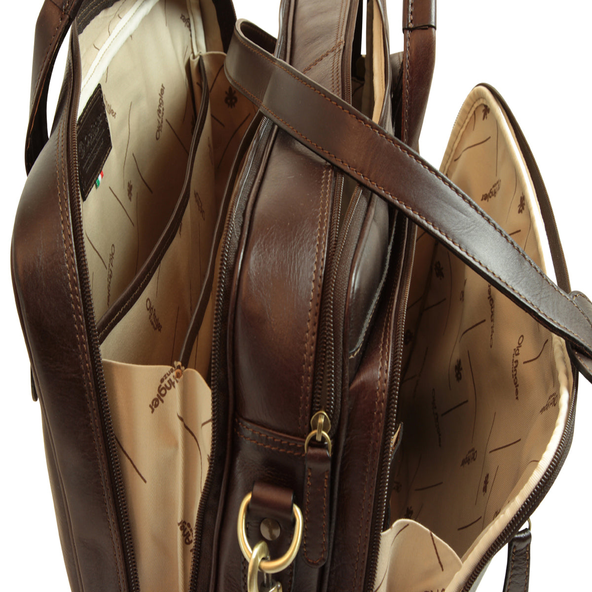 Italian Leather Briefcase - Dark Brown-1