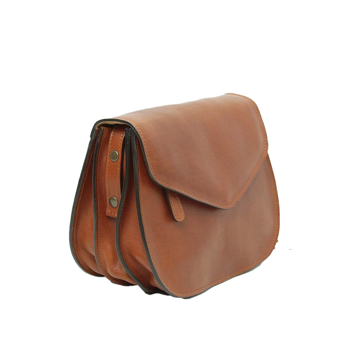 Full grain calfskin shoulder bag-Teak-1
