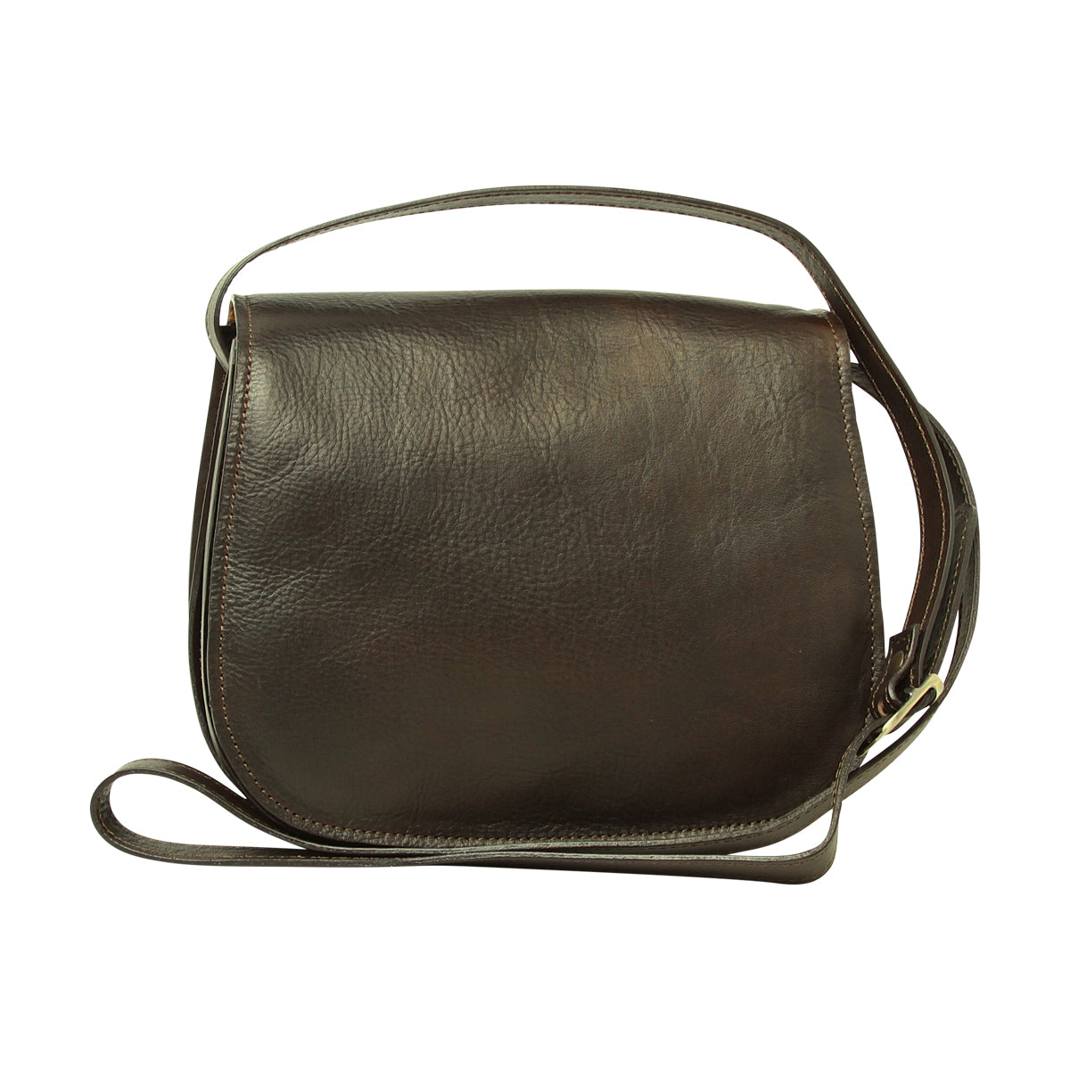Women's shoulder bag in full grain calfskin-Dark brown-0