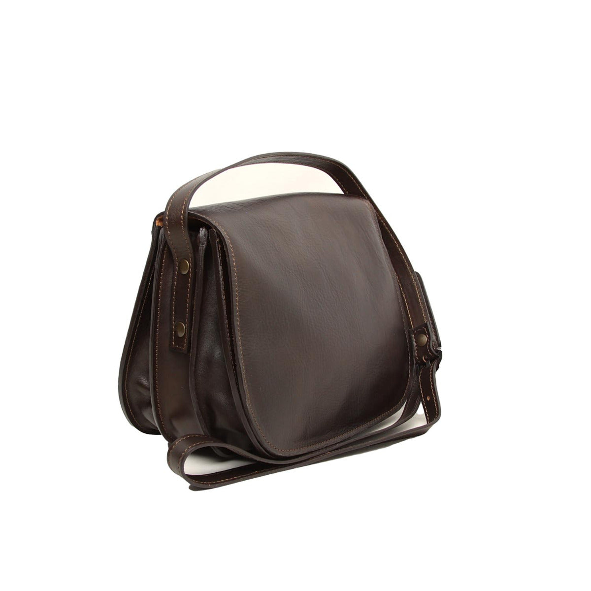 Women's shoulder bag in full grain calfskin-Dark brown-1