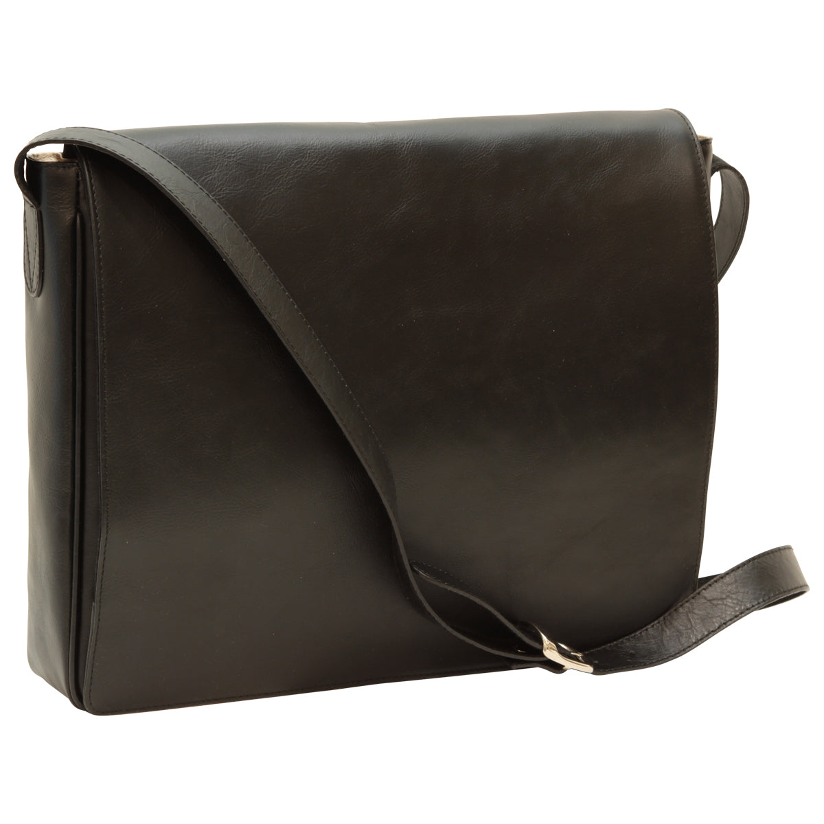 Cowhide leather messenger bag - Black-0