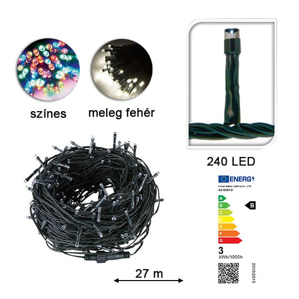LED light string in selectable size and color - 240 LEDs - colorful-1