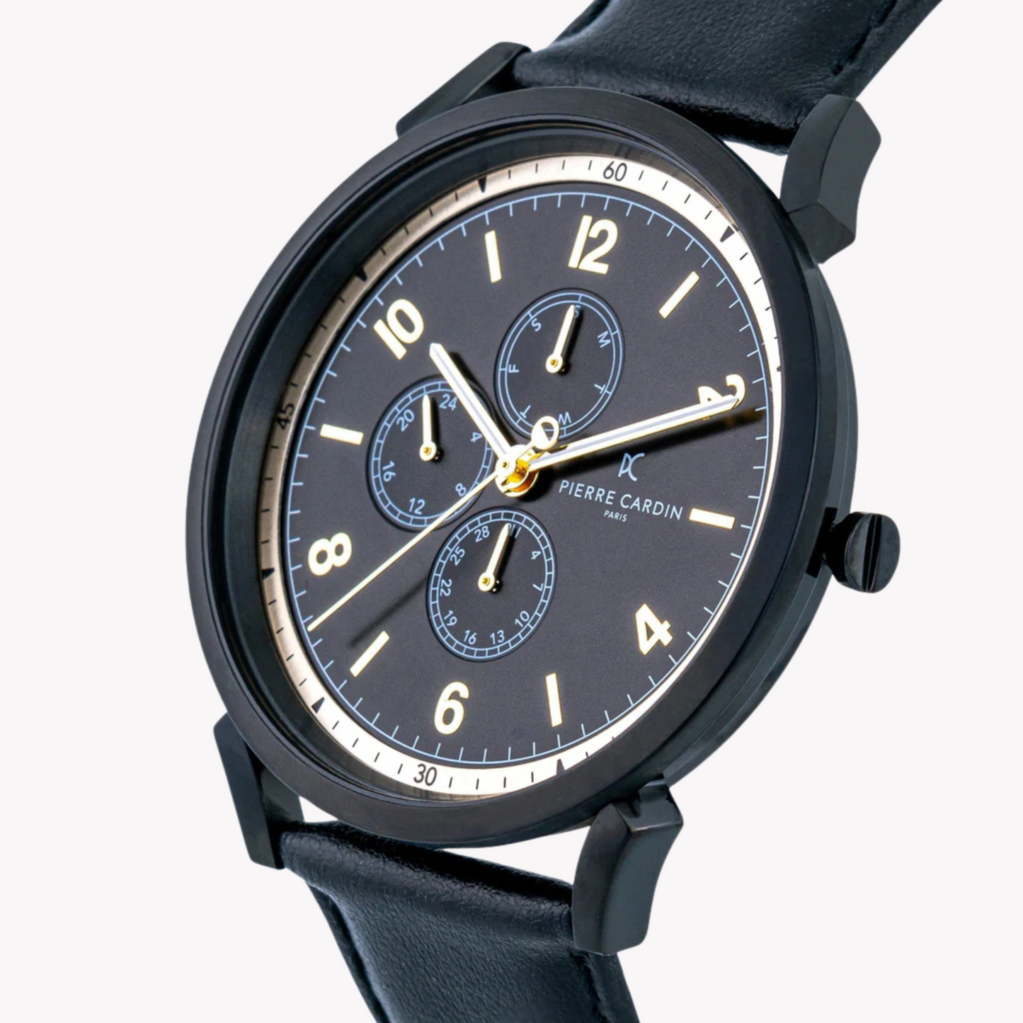 Pierre Cardin Men's Black Leather Watch, Stainless Steel | CPI.2079-1