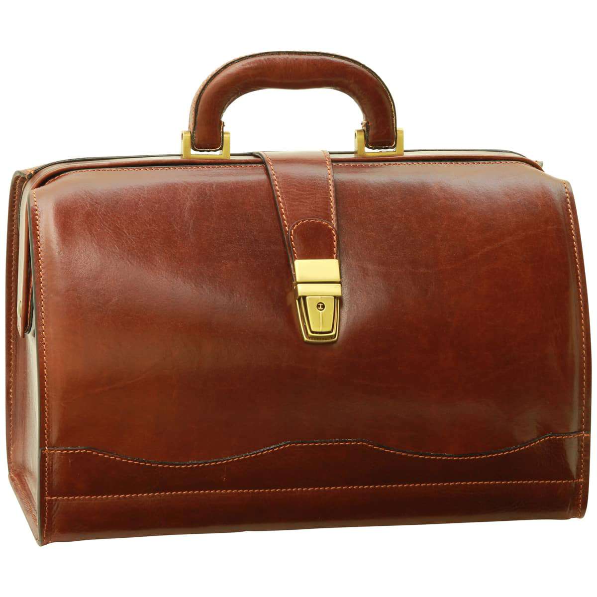 Cowhide leather Doctor's bag - Brown-0