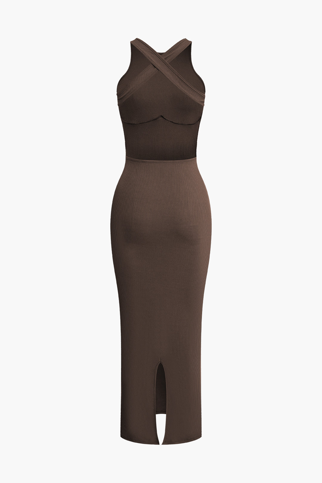Cross backless split midi dress-1