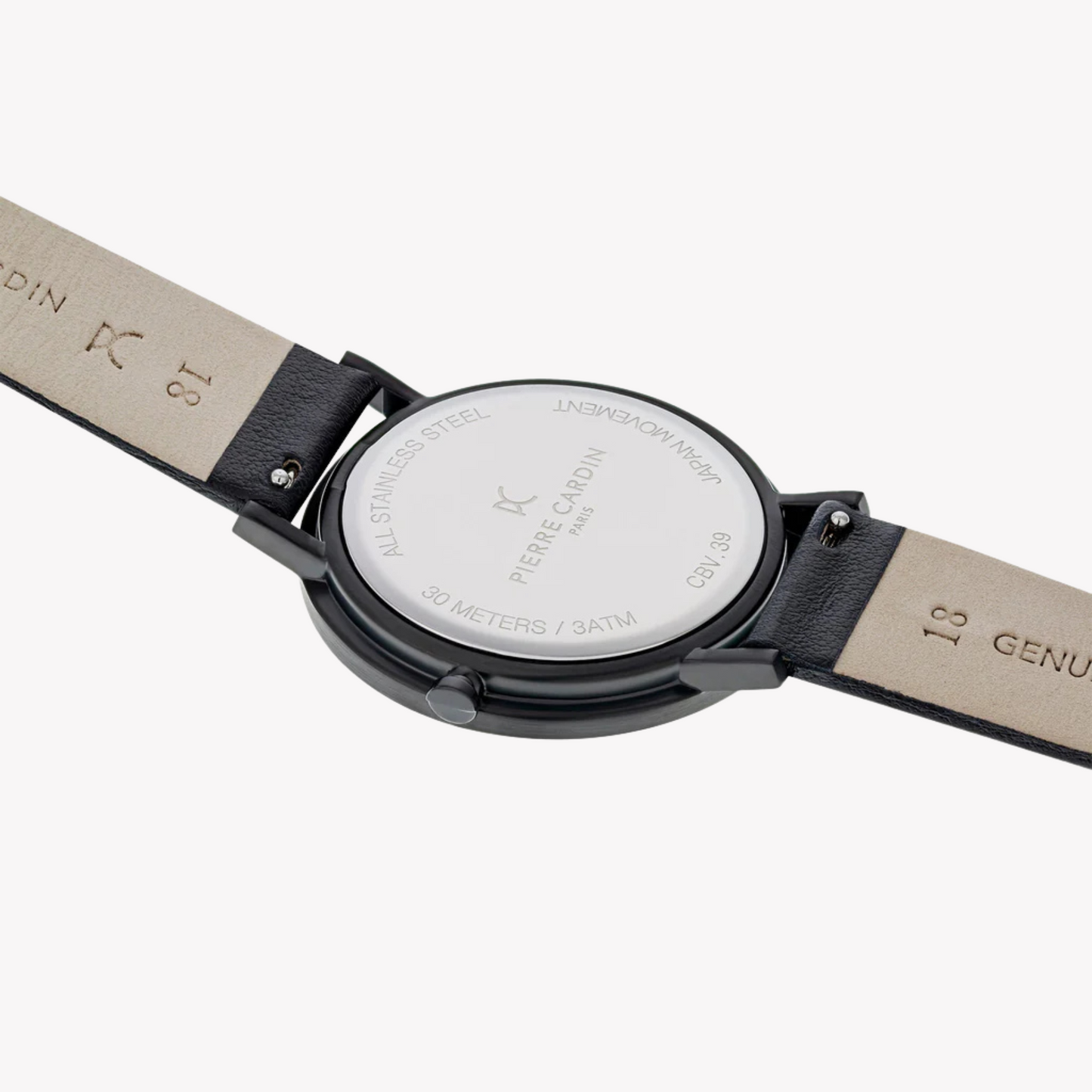 Pierre Cardin Women's Black Leather Watch, Stainless Steel | CBV.1021-2