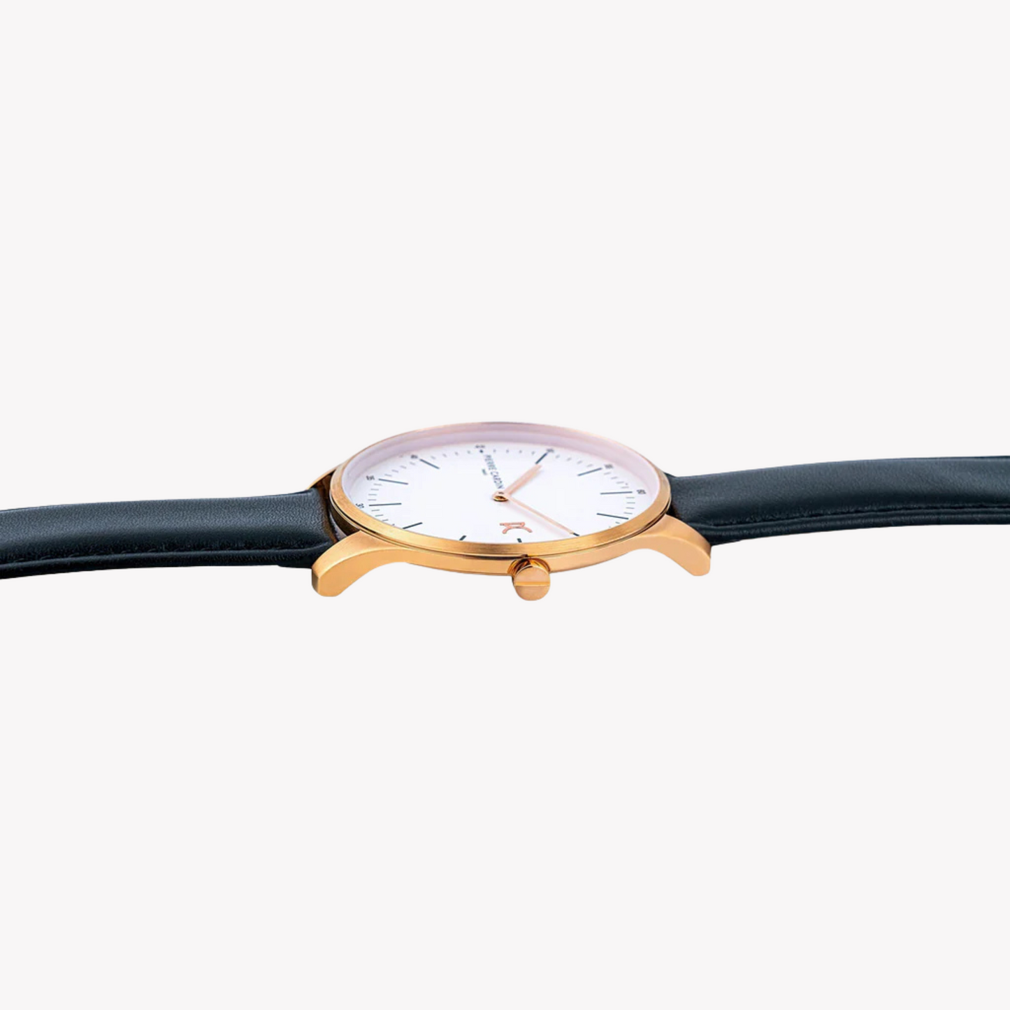 Pierre Cardin Men's Stainless Steel Rose Gold Watch, Black Leather | CBA.4006-2