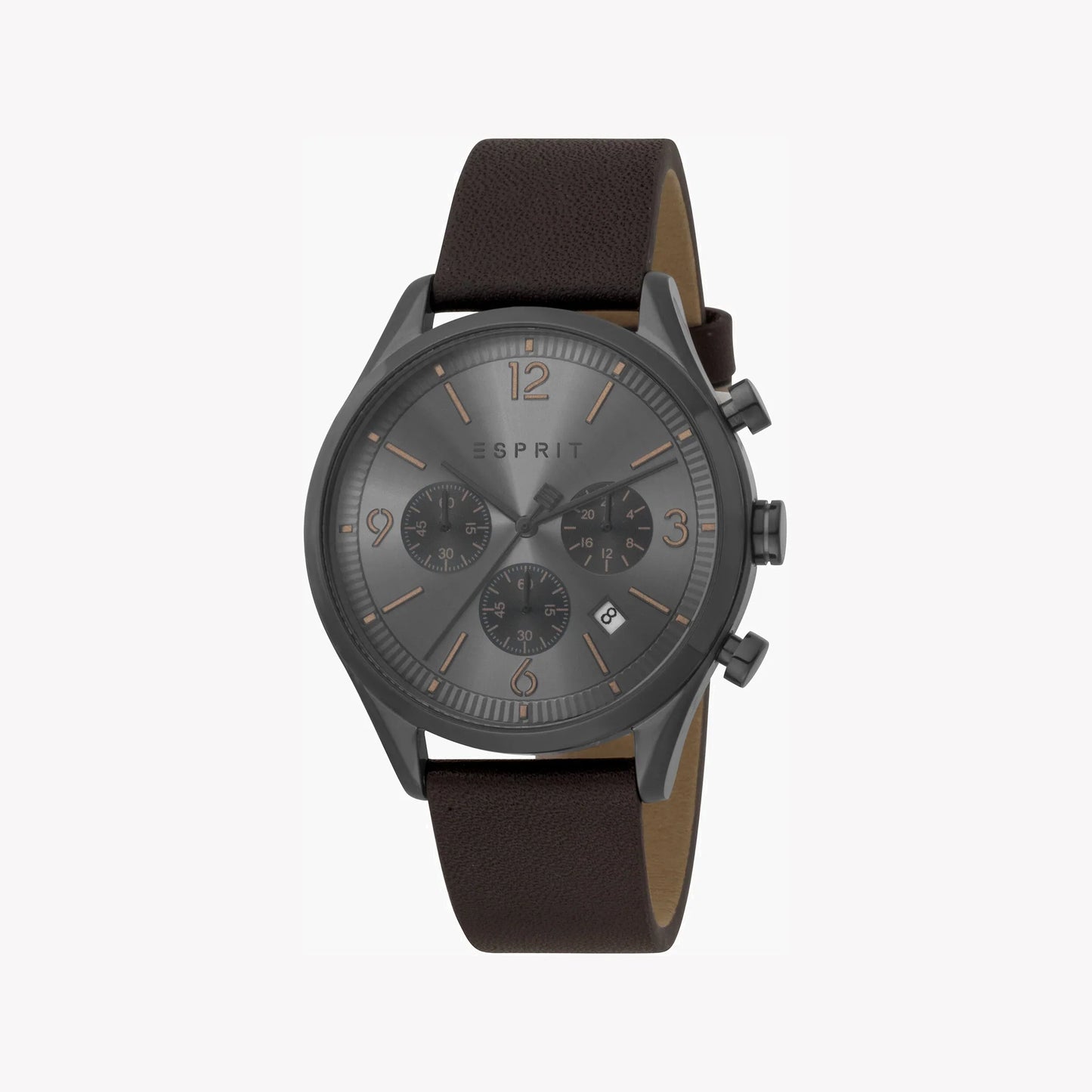 Esprit Men's Brown Leather Watch, Black Dial | EGS003116B-0