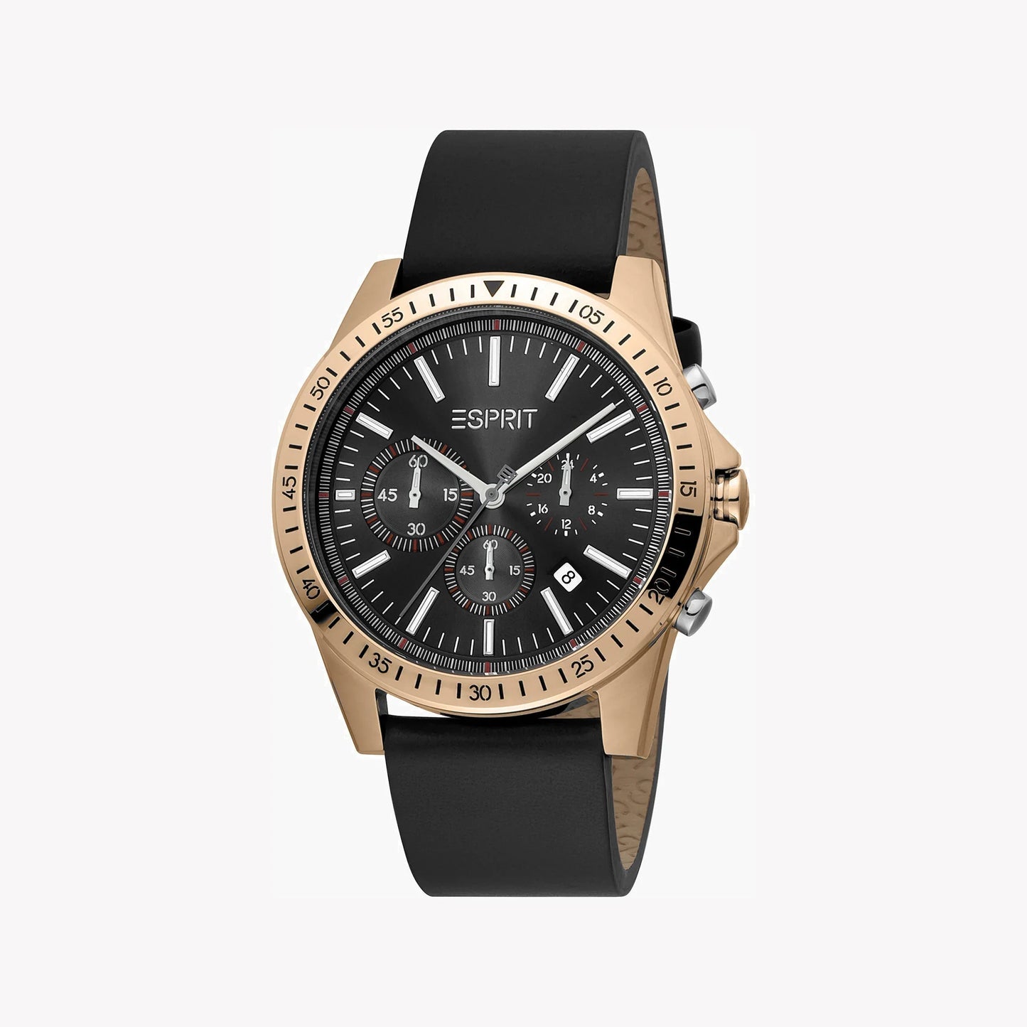 Esprit Men's Black Leather Watch, Black Dial | ES1G066M0025-0