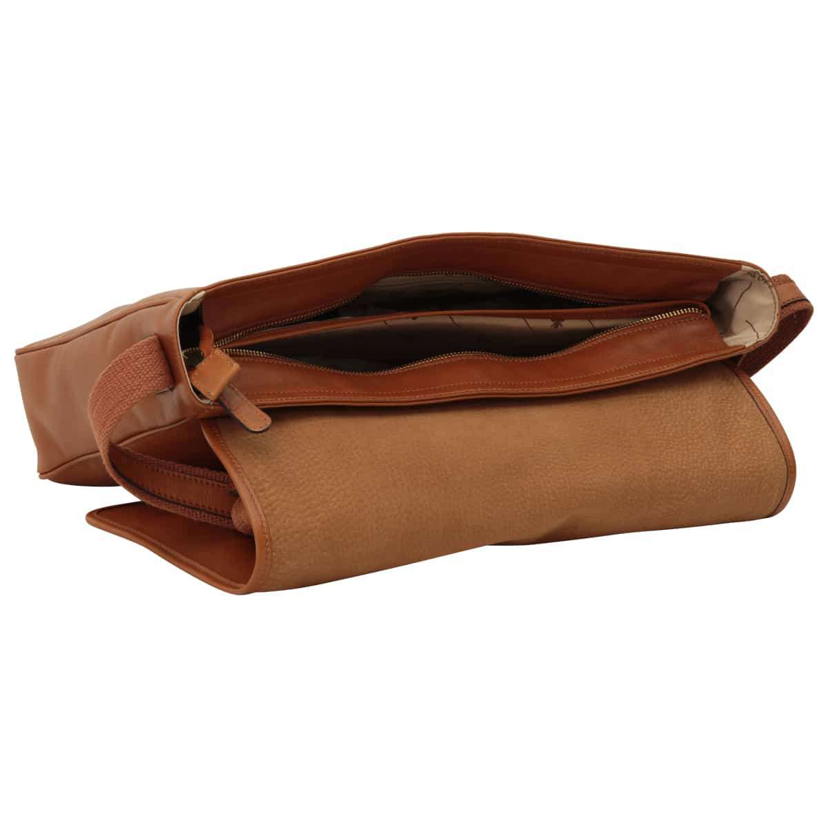 Large leather bag with magnetic closure - Brown Colonial-1