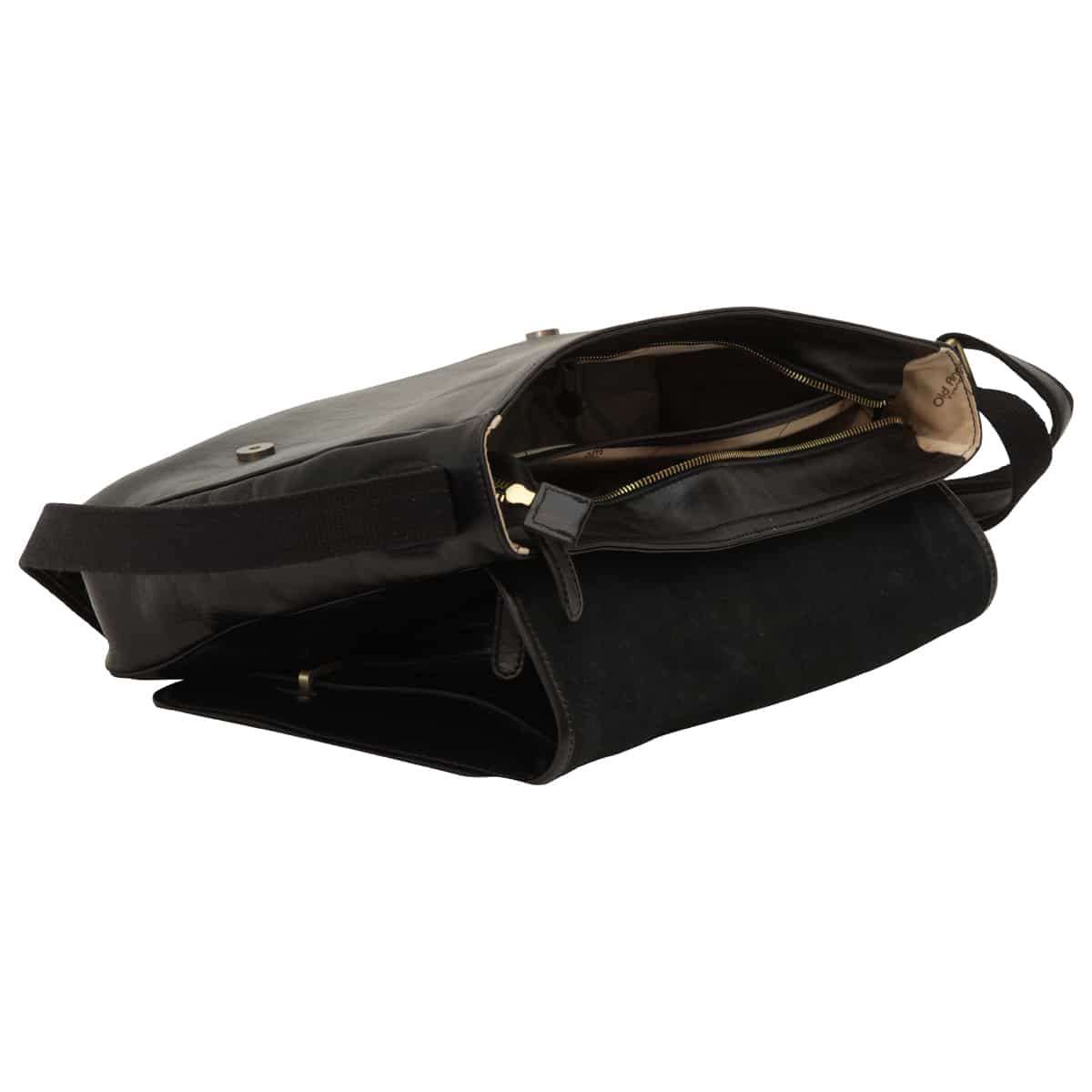 Large leather bag with magnetic closure - Black-1