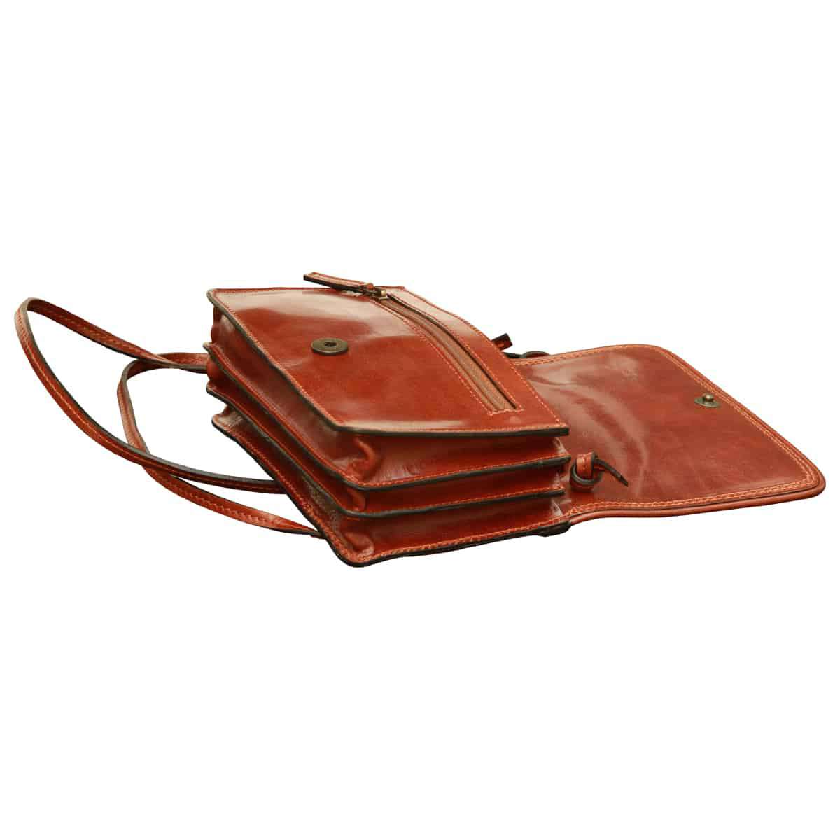 Small leather cross body bag - Brown-1