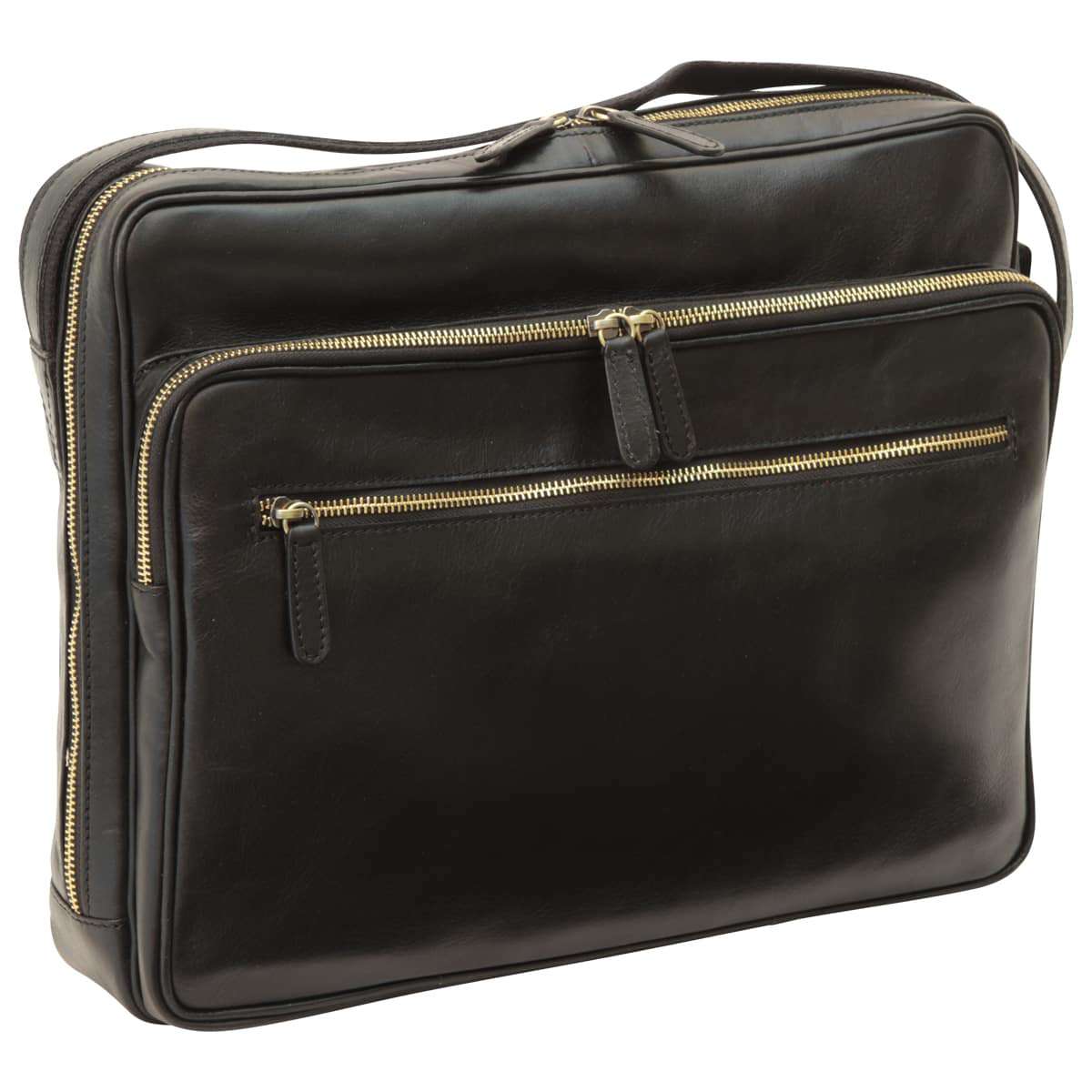 Large leather bag with zip closures - Black-0