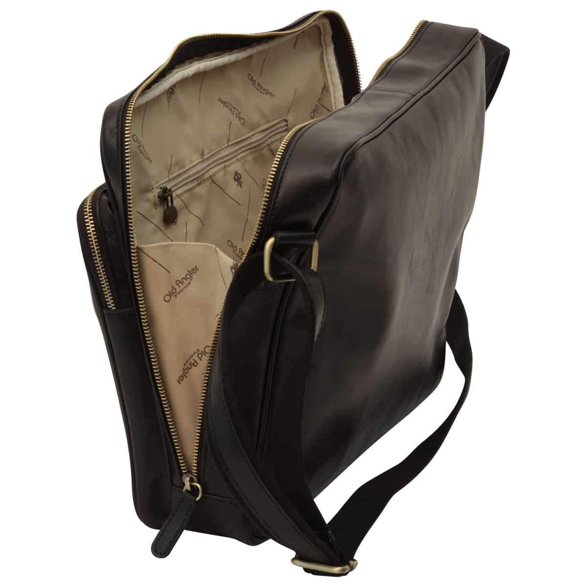 Large leather bag with zip closures - Black-1