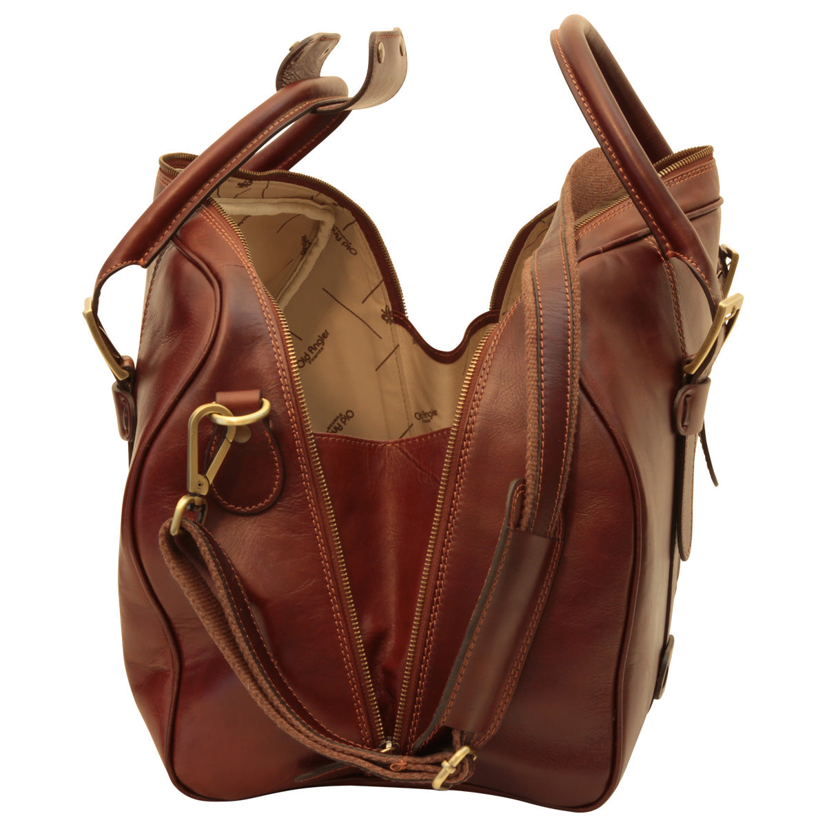 Cowhide leather duffel bag - Brown-1