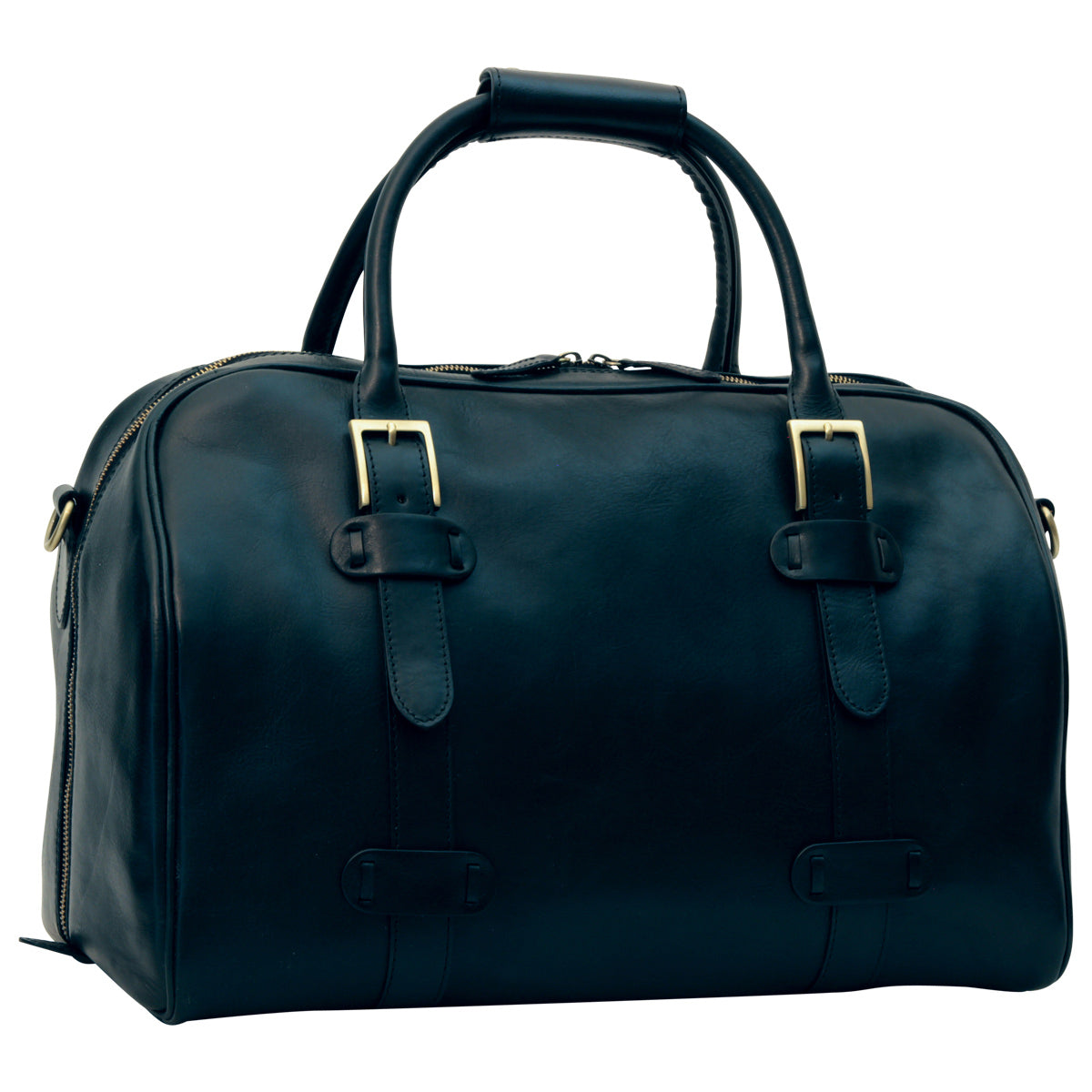 Cowhide leather duffel bag - Black-0
